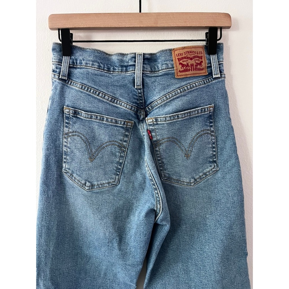 Levi's Ribcage Straight Ankle Jeans Medium Wash Cotton Poly Blend Denim size 28 - Picture 5 of 9